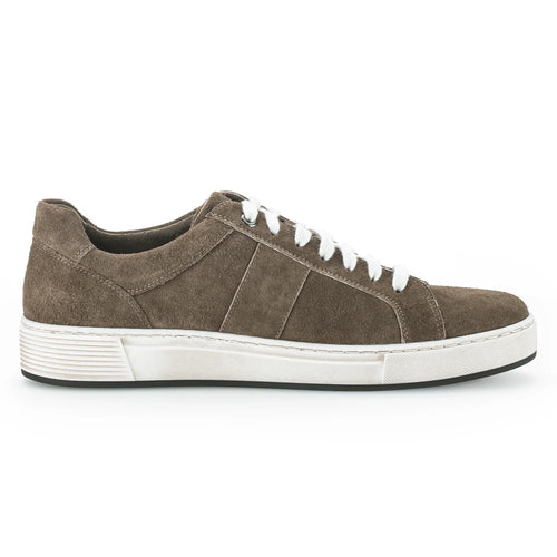 Brown And White With Black Sole Gabor Men's 1040 Suede Casual Sneaker Profile View