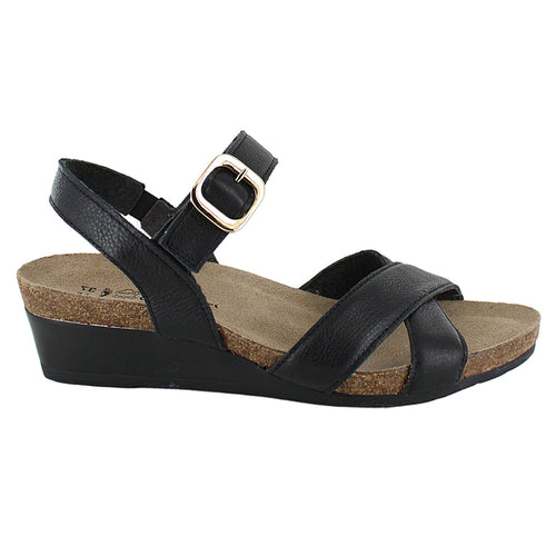Black Naot Women's Throne Leather Strappy Wedge Sandal