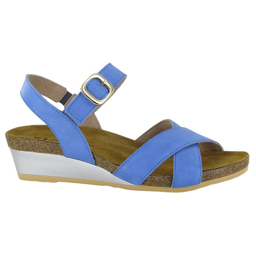 Sapphire Blue Naot Women's Throne Leather Strappy Wedge Sandal
