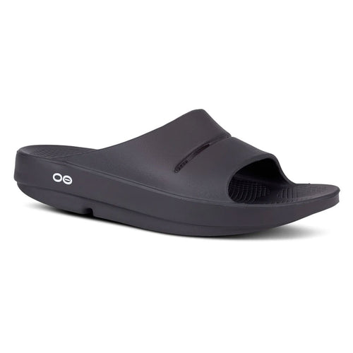 Black Oofos Men's Ooah Slide Sandal Closed Cell Foam