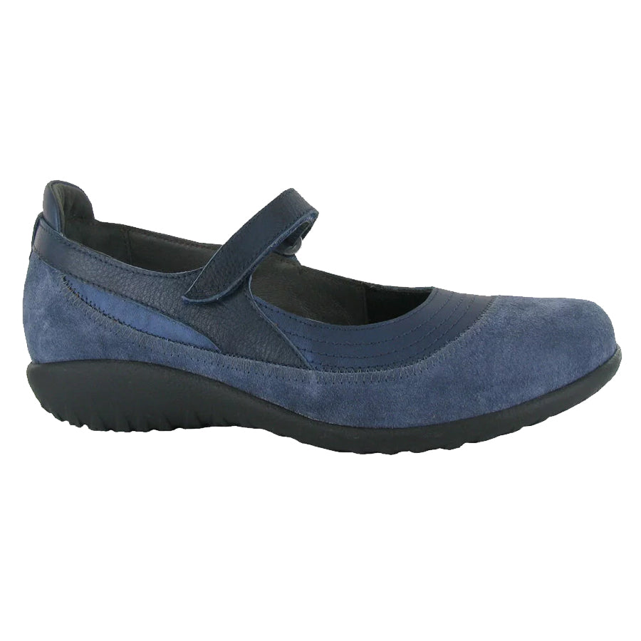 Polar Blue With Ink Black Naot Women's Kirei Leather And Suede Casual Mary Jane