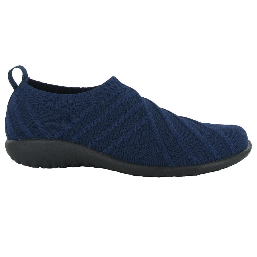 Navy Blue With Black Sole Naot Women's Okahu Vegan Knit Slip On Sneaker