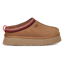 Load image into Gallery viewer, Chestnut Brown With Embroidered Collar UGG Women&#39;s Tazz Suede Platform Slipper Side View

