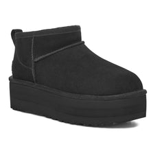 Load image into Gallery viewer, Black UGG Women&#39;s Classic Ultra Mini Platform Suede Low Bootie Profile View
