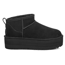 Load image into Gallery viewer, Black UGG Women&#39;s Classic Ultra Mini Platform Suede Low Bootie Side View
