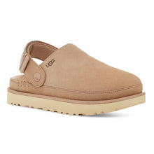 Load image into Gallery viewer, Driftwood Dark Beige UGG Women&#39;s Golden Star Clog Suede Backstrap Profile View
