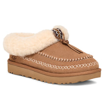 Load image into Gallery viewer, Chestnut Tan UGG Women&#39;s Tasman Alpine Suede With Crosshatch Beige Stitching And Beige Sheepskin Lining And Collar Winter Slipper Profile View
