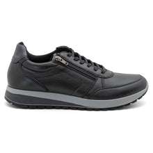 Load image into Gallery viewer, Black With Grey Ara Men&#39;s Murray Casual Leather Sneaker Side View
