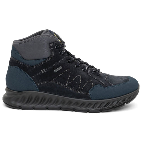 Blue And Grey And Black Ara Men's Pasquale Nubuck And Suede Waterproof GoreTex Hiking Boot