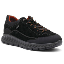 Load image into Gallery viewer, Black Ara Men&#39;s Pietro Waterproof GoreTex Suede And Fabric Hiking Shoe Profile View
