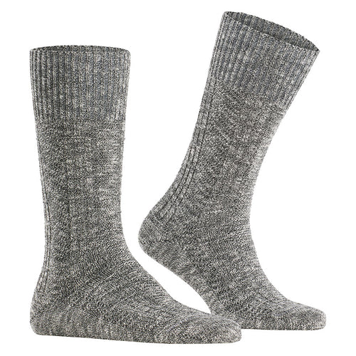Black Light Grey Falke Men's Carved Pile Calf Length Cotton Sock