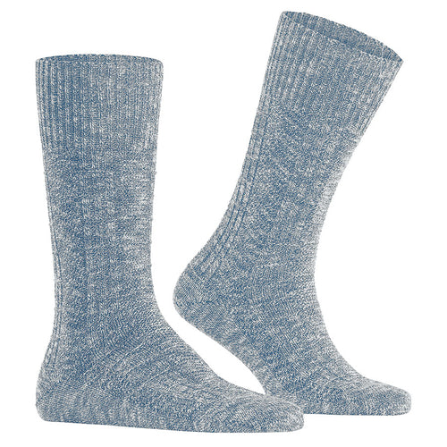 Arctic Light Blue Falke Men's Carved Pile Calf Length Cotton Sock