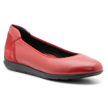 Load image into Gallery viewer, Chili Red With Black Sole Ara Women&#39;s Sarah Leather And Suede Sporty Ballet Flat Profile View
