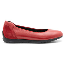 Load image into Gallery viewer, Chili Red With Black Sole Ara Women&#39;s Sarah Leather And Suede Sporty Ballet Flat Side View
