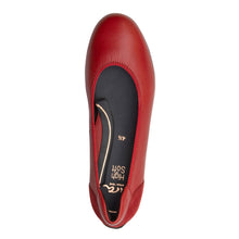 Load image into Gallery viewer, Chili Red With Black Sole Ara Women&#39;s Sarah Leather And Suede Sporty Ballet Flat Top View
