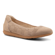 Load image into Gallery viewer, Beige Ara Women&#39;s Sarah Perforated Nubuck Casual Ballet Flat Profile View
