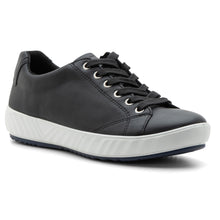 Load image into Gallery viewer, Black With White Ara Women&#39;s Alexandria Leather Casual Sneaker Profile View
