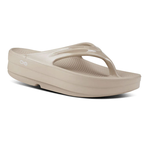 Nomad Beige Oofos Women's Oomega Thong Sandal Closed Cell Foam