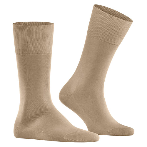 Country Brown Beige Falke Men's Tiago City Sock Calf Length Sheer Shimmery Cotton