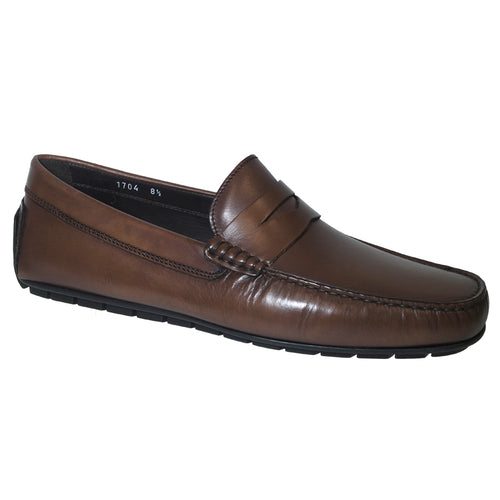 Marron Brown With Black Sole To Boot NY Men's Lucien Leather Penny Loafer