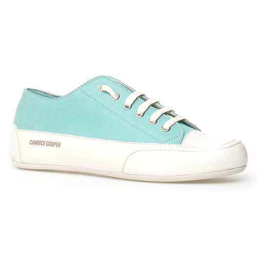 Emerald Light Blue With White Sole And Laces Women's Candice Cooper Rock S Leather Casual Sneaker Profile View