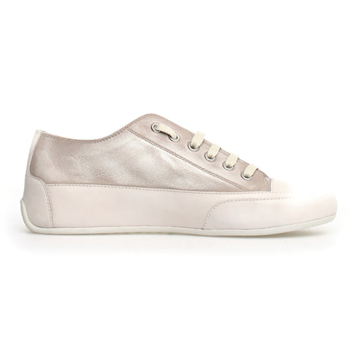 Sandy grey With Ice Off White Sole And Laces Women's Candice Cooper Rock S Metallic Leather Casual Sneaker