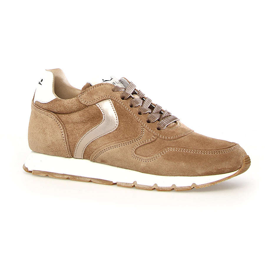 Light Brown With White Voile Blanche Women's Julia Suede Sneaker Profile View