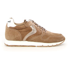 Load image into Gallery viewer, Light Brown With White Voile Blanche Women&#39;s Julia Suede Sneaker Side View
