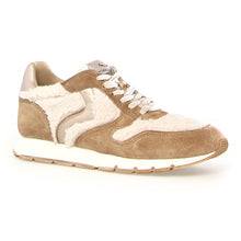 Load image into Gallery viewer, Light Brown With Beige Voile Blanche Women&#39;s Julia Suede Fur Suede And Faux Fur Casual Sneaker Profile View
