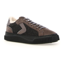 Load image into Gallery viewer, Anthracite Brown With Black Voile Blanche Women&#39;s Lipari Fur Suede And Felt Shearling Lined Casual Sneaker Profile View
