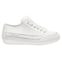 Load image into Gallery viewer, White With Silver Candice Cooper Women&#39;s Janis Strip Chic S Velvet Leather Casual Sneaker Side View
