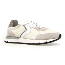 Load image into Gallery viewer, Grey With White And Beige And Black Sole Voile Blanche Women&#39;s Storm 015 Flex Suede And Fabric Casual Sneaker Profile View

