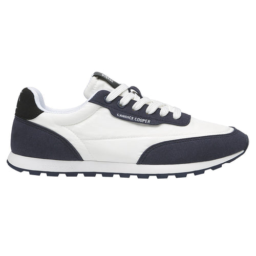 Blue And White Candice Cooper Women's Plume Fabric And Suede Casual Sneaker Side View