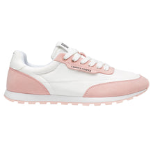 Load image into Gallery viewer, Rose Pink With White Candice Cooper Women&#39;s Plume Fabric And Suede Casual Sneaker Side View
