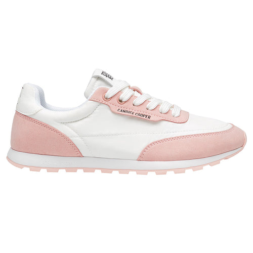 Rose Pink With White Candice Cooper Women's Plume Fabric And Suede Casual Sneaker Side View