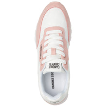 Load image into Gallery viewer, Rose Pink With White Candice Cooper Women&#39;s Plume Fabric And Suede Casual Sneaker Top View
