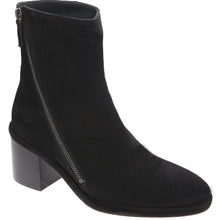 Load image into Gallery viewer, Black Homers Women&#39;s 21208 Suede Zippered Ankle Heeled Boot Profile View
