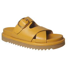 Load image into Gallery viewer, Daino Dark Yellow Homers Women&#39;s 21405 Crossover Slide Sandal Profile View
