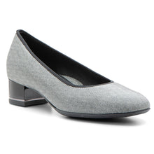 Load image into Gallery viewer, Grey With Black Trim And Sole Ara Women&#39;s Gabrielle Fabric Low Heel Pump
