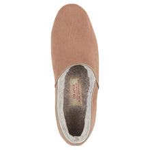 Load image into Gallery viewer, Nut Light Brown Draper of Glastonbury Men&#39;s Anton Suede Closed Black Slipper Sheepskin Lined Top View
