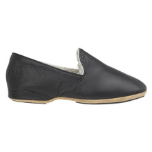 Load image into Gallery viewer, Black Draper Of Glastonbury Men&#39;s Albert Leather Closed Back Slipper Sheepskin Lined Side View
