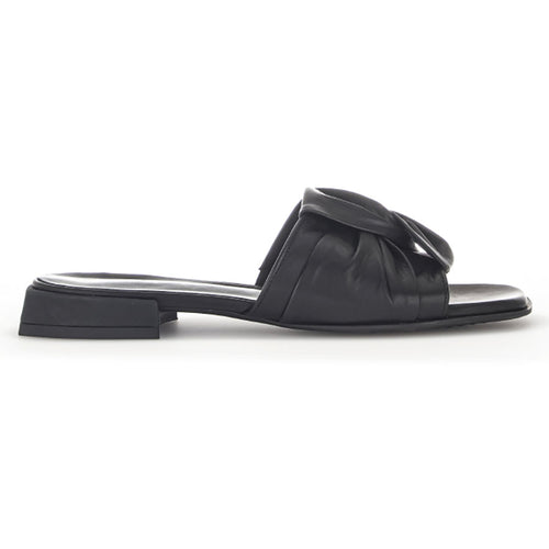 Black Gabor Women's  22803 Leather Slide Sandal