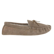 Load image into Gallery viewer, Nut Brown Draper of Glastonbury Women&#39;s Maine Suede Moccasin Slipper Side View
