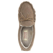 Load image into Gallery viewer, Nut Brown Draper of Glastonbury Women&#39;s Maine Suede Moccasin Slipper Top View
