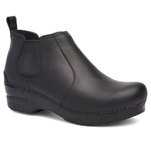 Load image into Gallery viewer, Black Dansko Women&#39;s Frankie Leather Pull On Ankle Bootie Profile View
