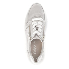 Load image into Gallery viewer, Silver And Grey With White Gabor Women&#39;s 23420 Suede And Metallic Leather Casual Sneaker Top View
