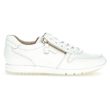 Load image into Gallery viewer, White With Transparent Sole Gabor Women&#39;s 23450-21 Leather Lace And Double Zip Casual Sneaker Side View
