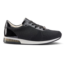 Load image into Gallery viewer, Black With White Sole Ara Women&#39;s Leigh Wovenstretch Fabric Sneaker Side View
