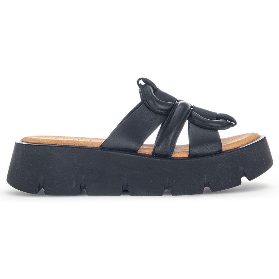 Black Gabor Women's 24751 Leather Slide Sandal Platform