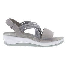 Load image into Gallery viewer, Pebble Grey With White And Grey Sole Ara Women&#39;s Niles Strappy Suede Sports Sandal Side View
